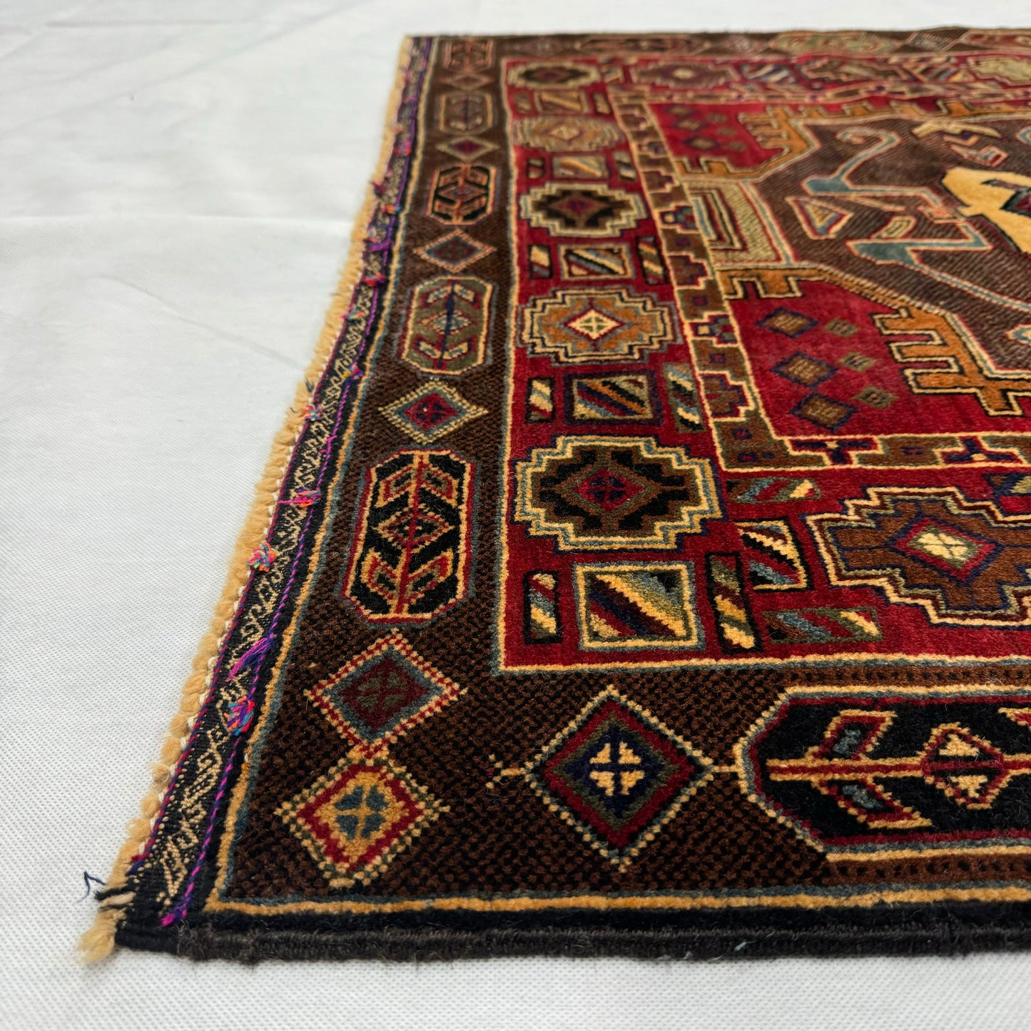 Exquisite Handmade Persian Baluchi Rug - 4ft x 6ft Geometric Wool Masterpiece