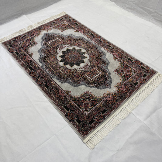 4 ft x 6 ft Persian Rug - Farsh e Shamiran | 700 Reeds | Luxurious, Machine-Made | Elegant Burgundy & Ivory Design | Durable, Easy Maintenance, Eco-Friendly | Made in Iran