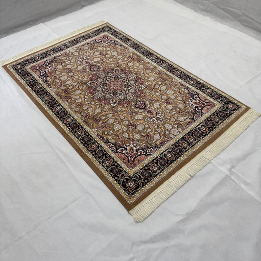 4 ft x 6 ft Persian Rug - Farsh e Nagin Chaman | 1000 Reeds | Luxurious, Machine-Made | Elegant Beige & Burgundy Design | Durable, Easy Maintenance, Eco-Friendly | Made in Iran