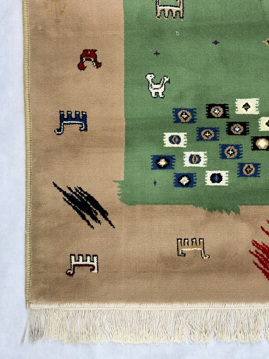 3 ft x 6.5 ft - Area Rug - Persian 500 Reeds - Farsh Aryan 1 - Coffee and Green