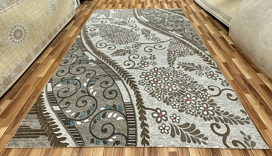 Elegant 8 ft x 11 ft Persian 500 Reeds Area Rug - Farsh Ana 1 - Beige and Multi Colors