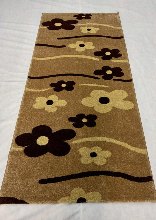 Elegant Brown Persian 500 Reeds Area Rug - 3 ft x 7 ft - Farsh Aryan 1 - Floral Design