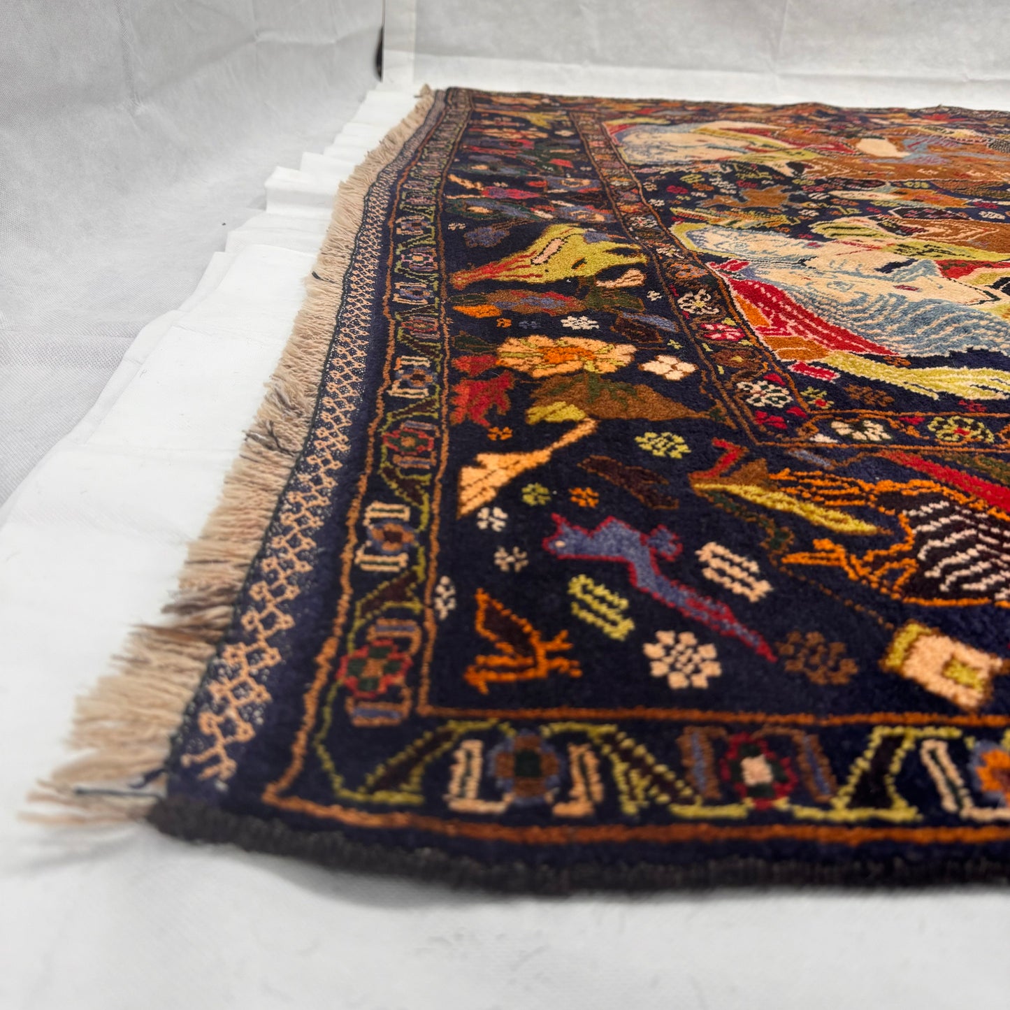 Majestic Afghan Handmade Shikargah Rug – 6.5 ft x 10 ft – Exquisite Hunting Scene with Horsemen and Floral Motifs – Premium Wool, Traditional Afghan Craftsmanship