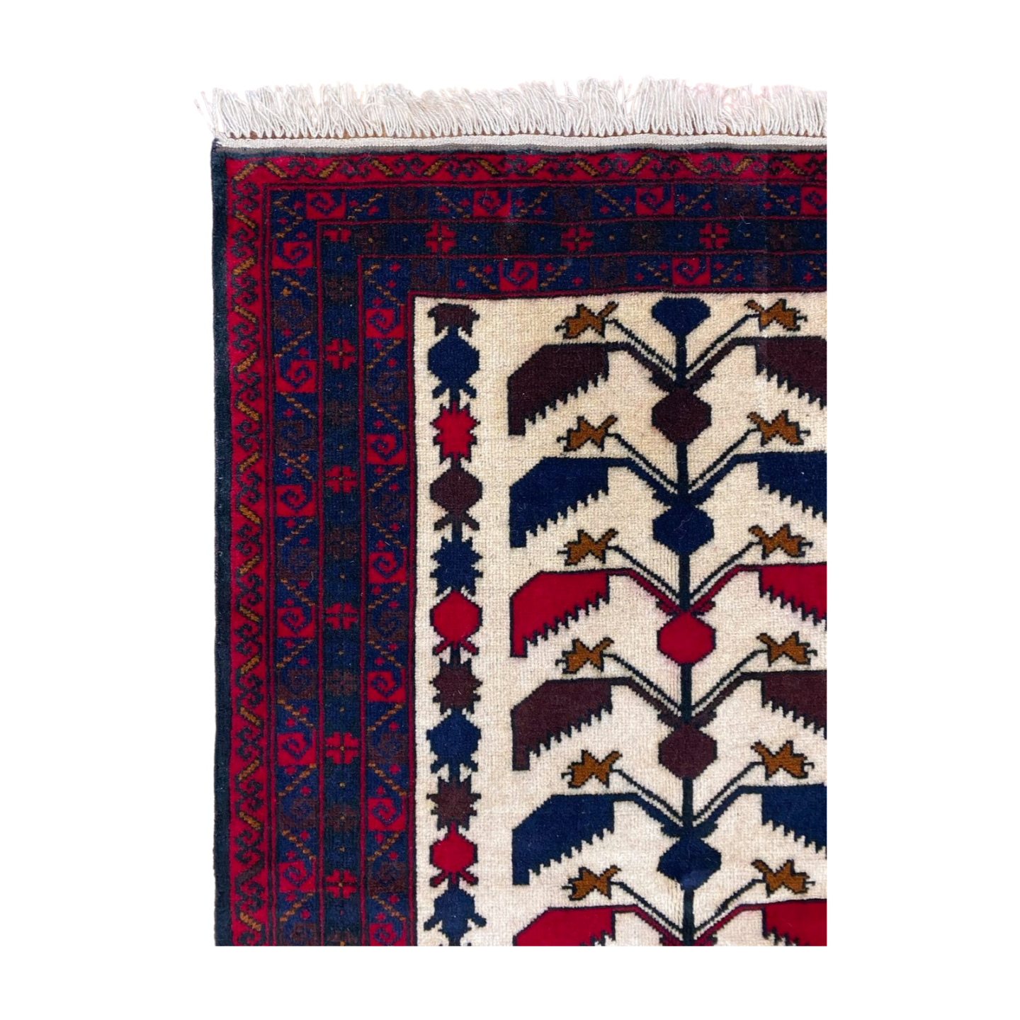 Authentic Baluchi 1 - 3 ft x 5 ft - Handmade Carpet - Black and Beige - Timeless Beauty for Your Home