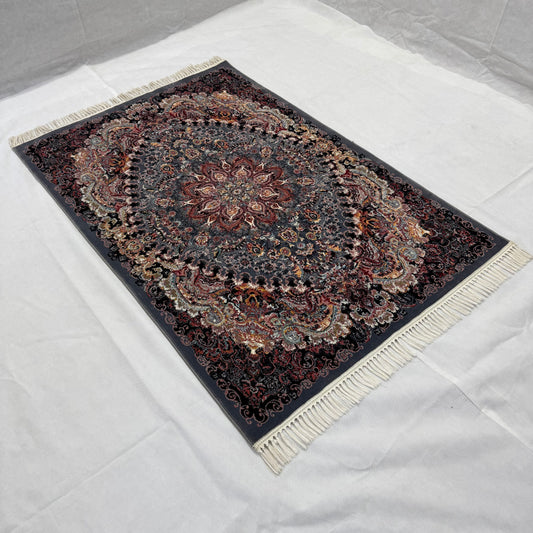 4 ft x 6 ft Persian Rug - Farsh e Shamiran | 700 Reeds | Luxurious, Machine-Made | Elegant Grey & Burgundy Design | Durable, Easy Maintenance, Eco-Friendly | Made in Iran