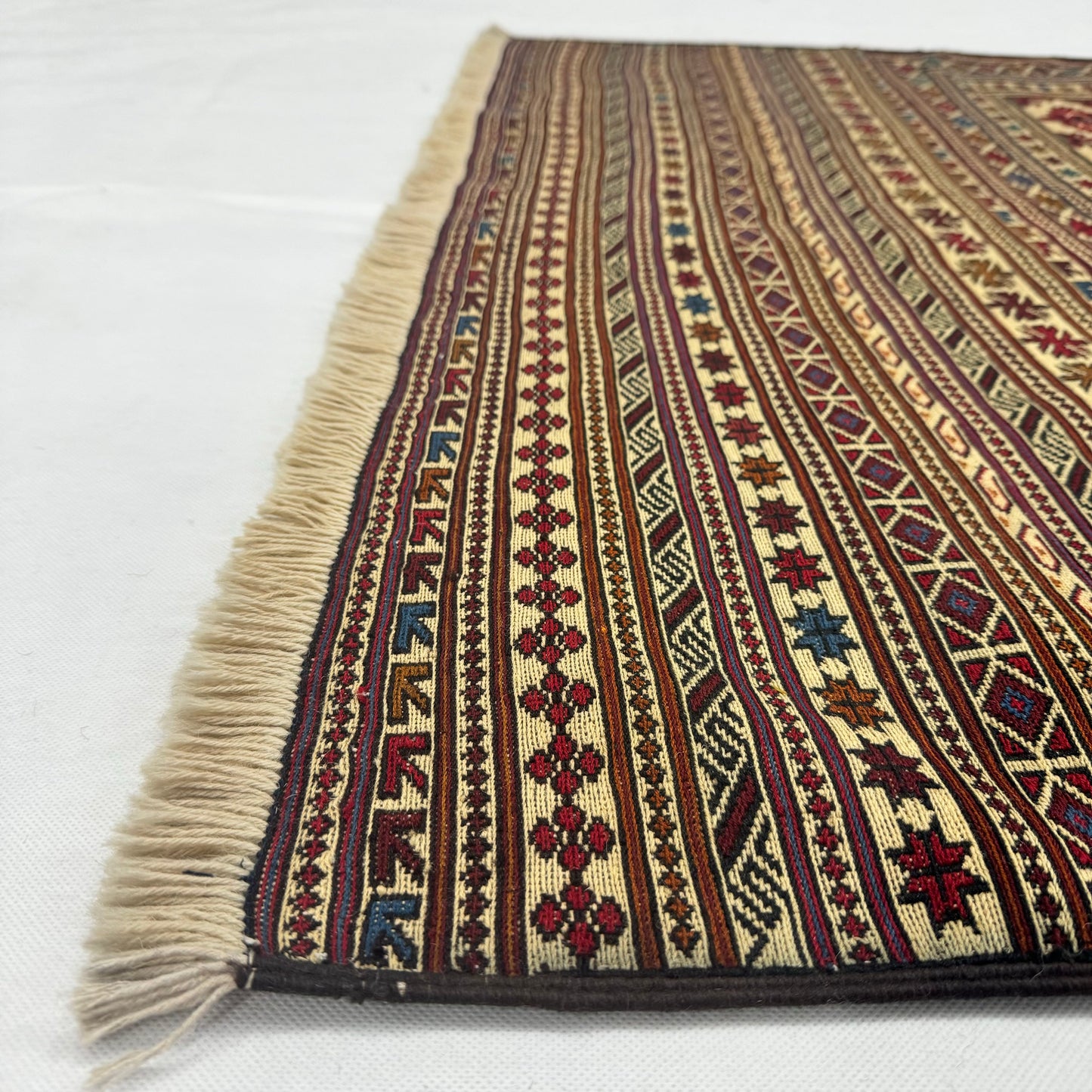 4 ft x 7 ft Handmade Afghan Wool Premium Kilim Rug – Traditional Red and Beige Floral Design – Luxurious, Durable, Eco-Friendly