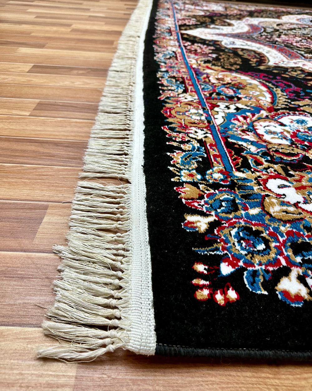 Luxurious 10 ft x 13 ft Persian 500 Reeds Area Rug - Nastaran Gol Bidgol 2 - Black and Multi Colors