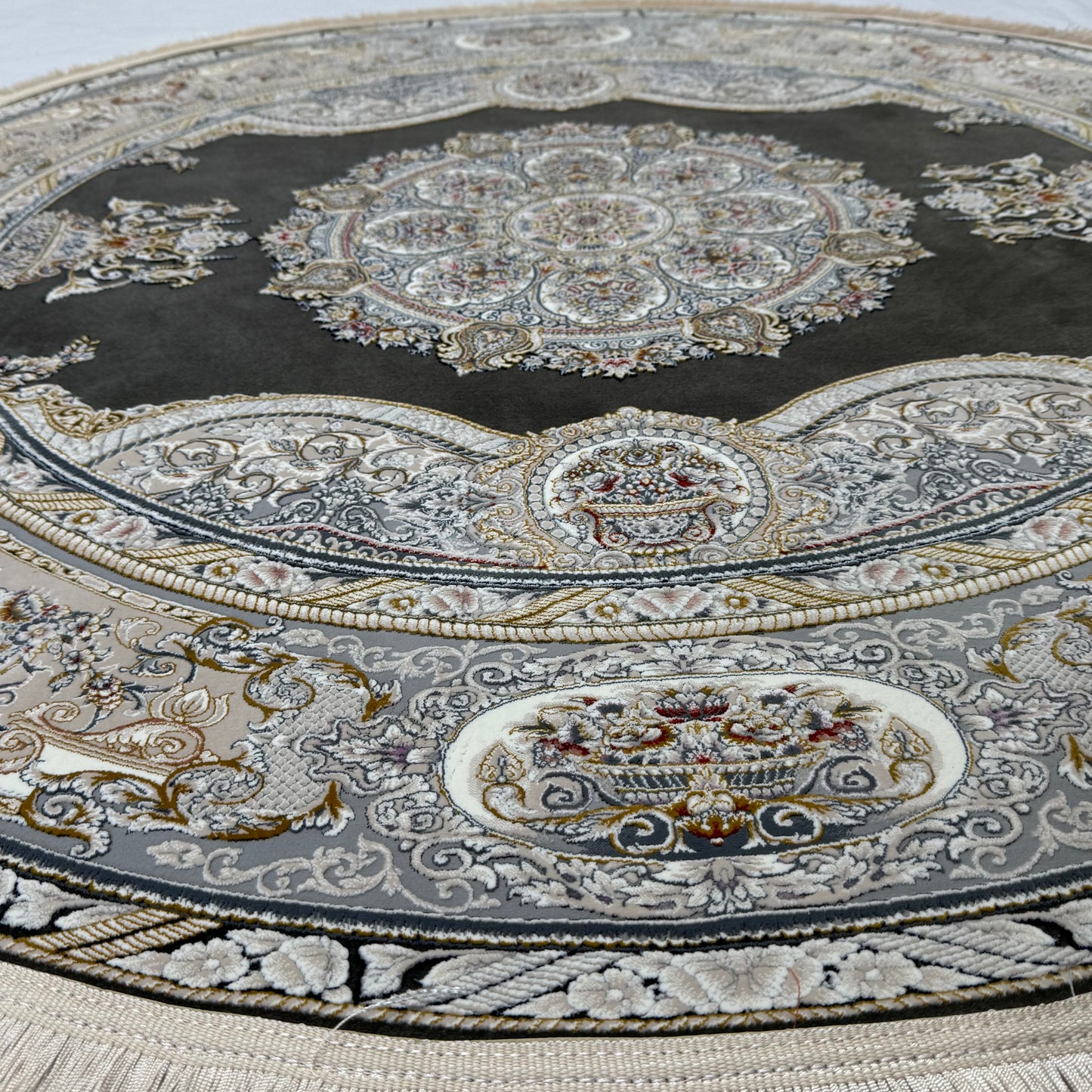 5 ft x 5 ft Persian Round Rug - Miniature by Pars Nagsh Kashan - 1500 Reeds - Luxurious Floral Design