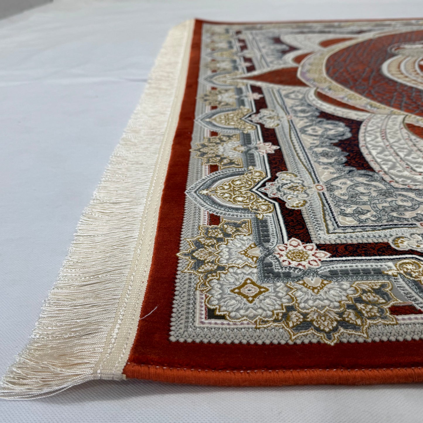 5ft x 8ft Persian Rug - Miniature | 1500 Reeds | Premium Silk, Machine-Made | Elegant Red & Gold Medallion Design | Luxurious, Durable, Easy Maintenance | Made in Iran