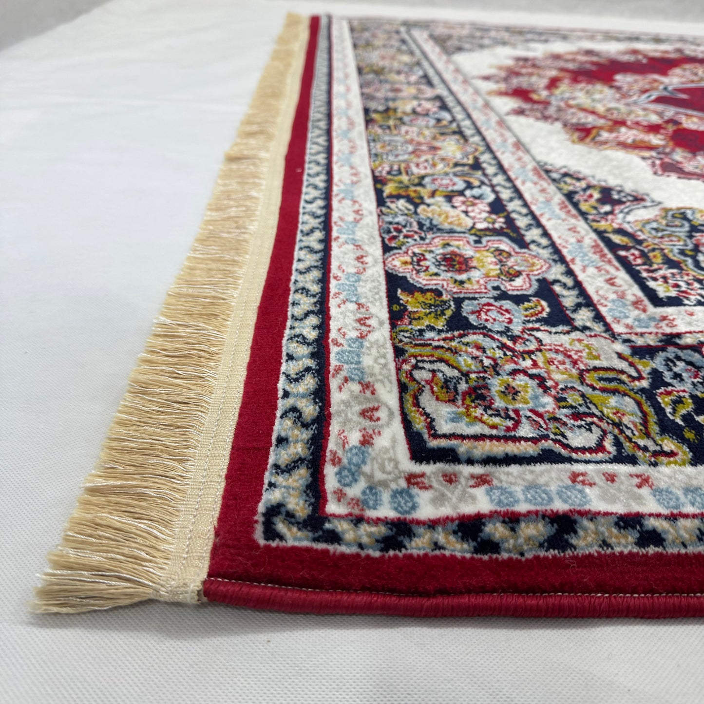 7ft x 10ft Persian Rug - Farsh e Nab, 500 Reeds, Acrylic & Polyester - Rich Red & Elegant Design