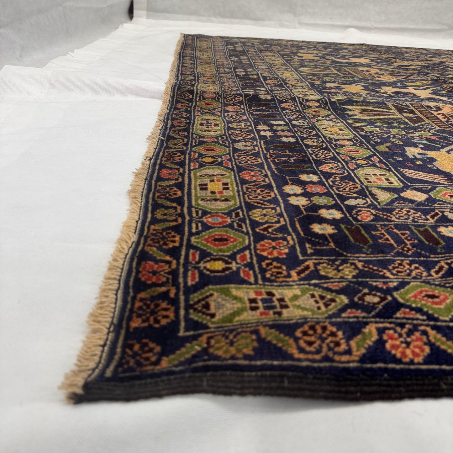 Stunning Afghan Handmade Shikargah Rug – 6.5 ft x 11 ft – Traditional Hunting Scene with Animal and Floral Motifs – Premium Wool, Handcrafted Excellence