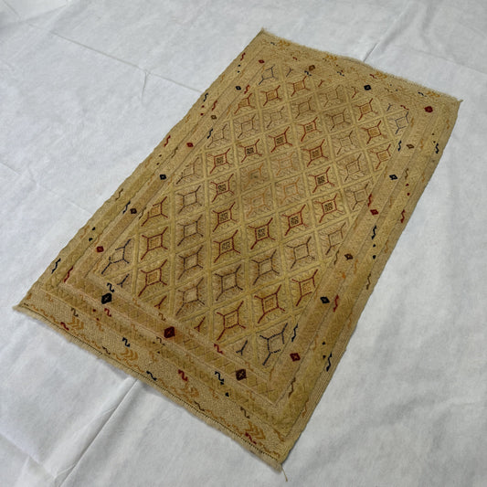 Handmade Herat Afghan Wool Rug - 2.5ft x 4ft | Authentic Beige Oriental Carpet