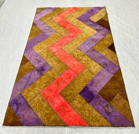 Vibrant Multi-Color Patchwork Area Rug - 5 ft x 8 ft - Persian 1200 Reeds Collection