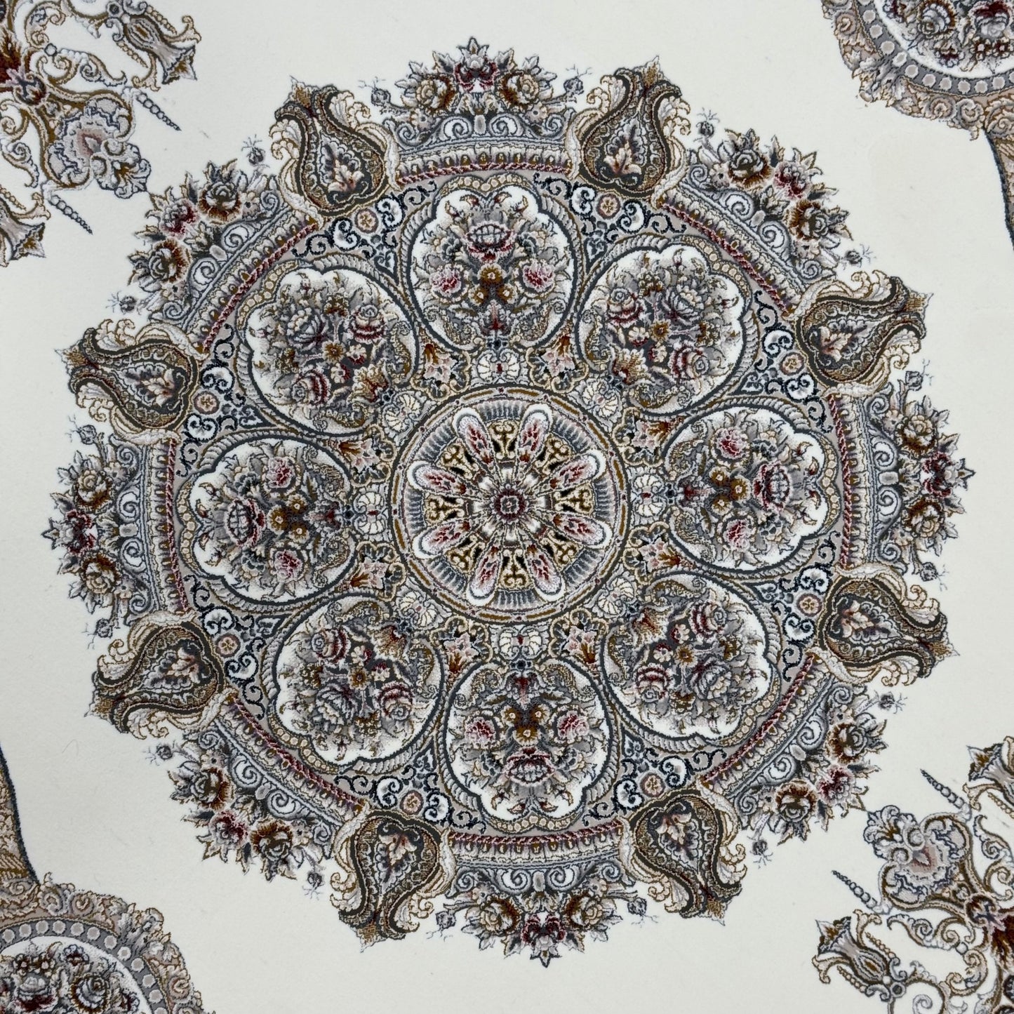 5 ft x 5 ft Persian Round Rug - Miniature by Pars Nagsh Kashan - 1500 Reeds - Luxurious Floral Design