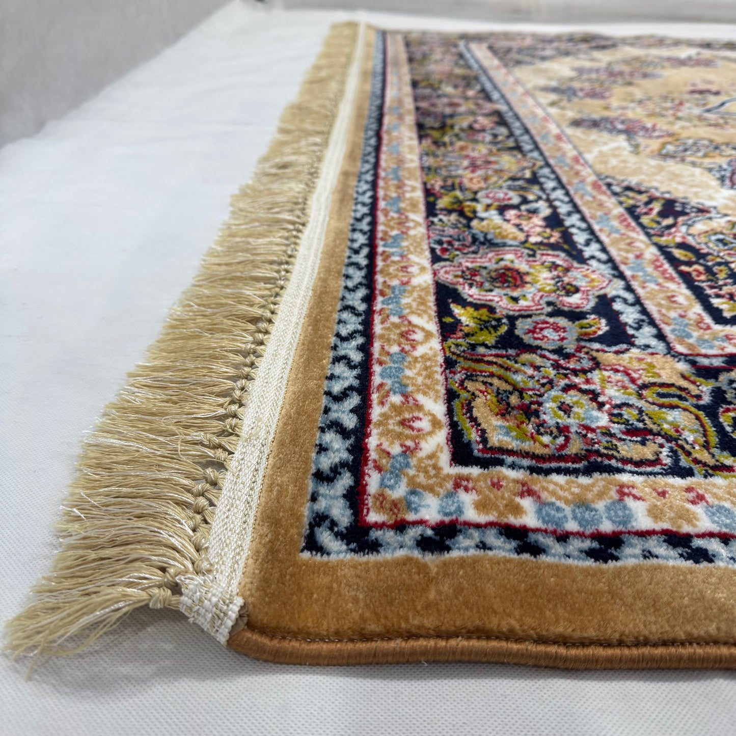 7ft x 10ft Persian Rug - Farsh e Nab, 500 Reeds, Acrylic & Polyester - Elegant Gold & Floral Design