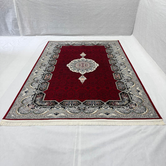 7ft x 10ft Persian Rug - Farsh e Nagin Chaman - 1000 Reeds - Red, Luxurious & Durable