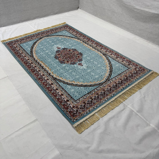 : 5ft x 8ft Persian Rug - Farsh e Nab | 500 Reeds | Luxurious, Machine-Made | Elegant Teal & Burgundy Design | Durable, Easy Maintenance, Eco-Friendly | Made in Iran