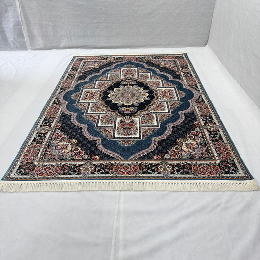 7ft x 10ft Persian Rug - Farsh e Nagin Chaman - 1000 Reeds - Luxurious Red & Blue Design