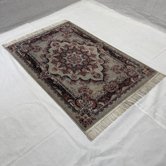 4 ft x 6 ft Persian Rug - Farsh e Shamiran | 700 Reeds | Luxurious, Machine-Made | Elegant Beige & Burgundy Design | Durable, Easy Maintenance, Eco-Friendly | Made in Iran