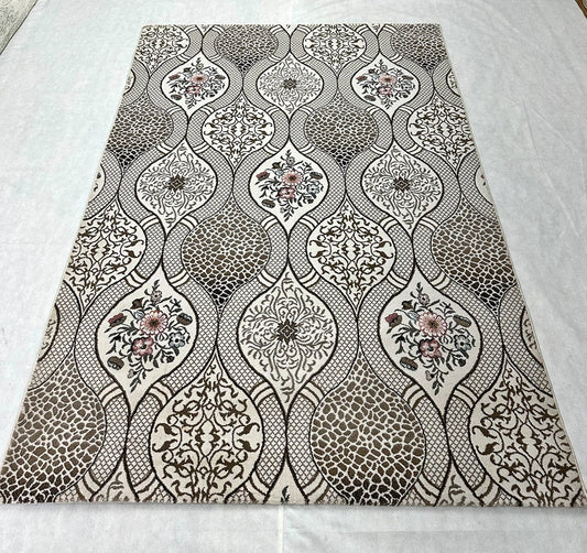 Chic White Floral Area Rug - 5 ft x 8 ft - Persian 500 Reeds Ana Floral Collection
