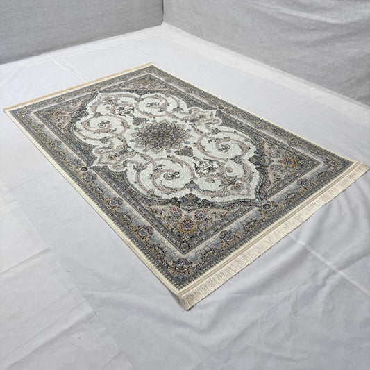 5ft x 8ft Persian Rug - Miniature Design - 1500 Reeds - Premium Silk | Elegant Ivory & Gold