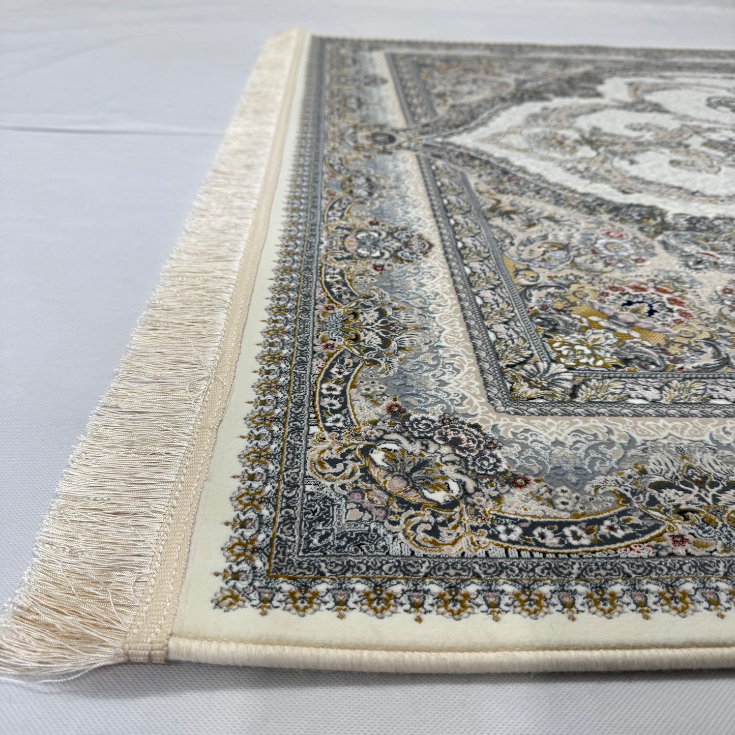 5ft x 8ft Persian Rug - Miniature Design - 1500 Reeds - Premium Silk | Elegant Ivory & Gold