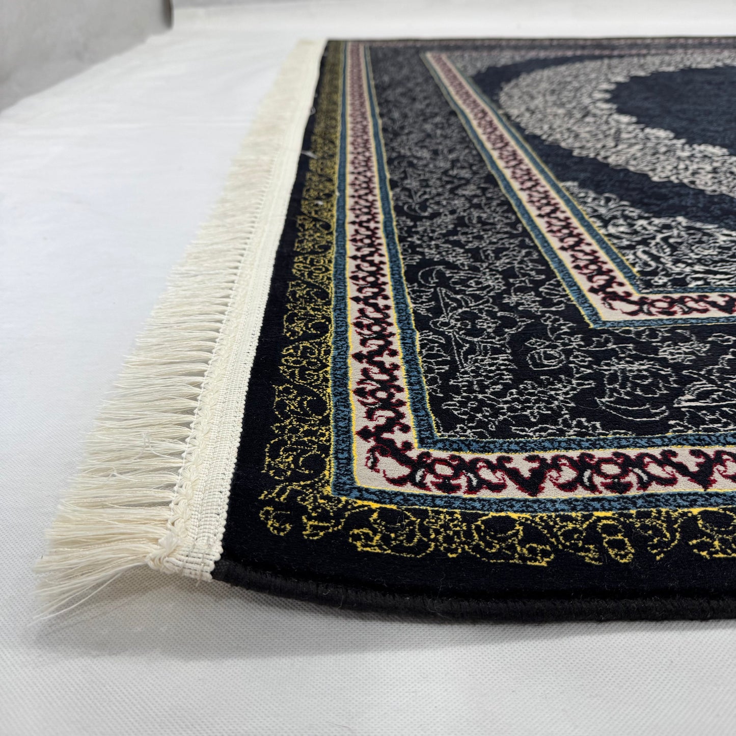 7ft x 10ft Persian Rug - Farsh e Nagin Chaman - 1000 Reeds - Classic Black & Gold Design