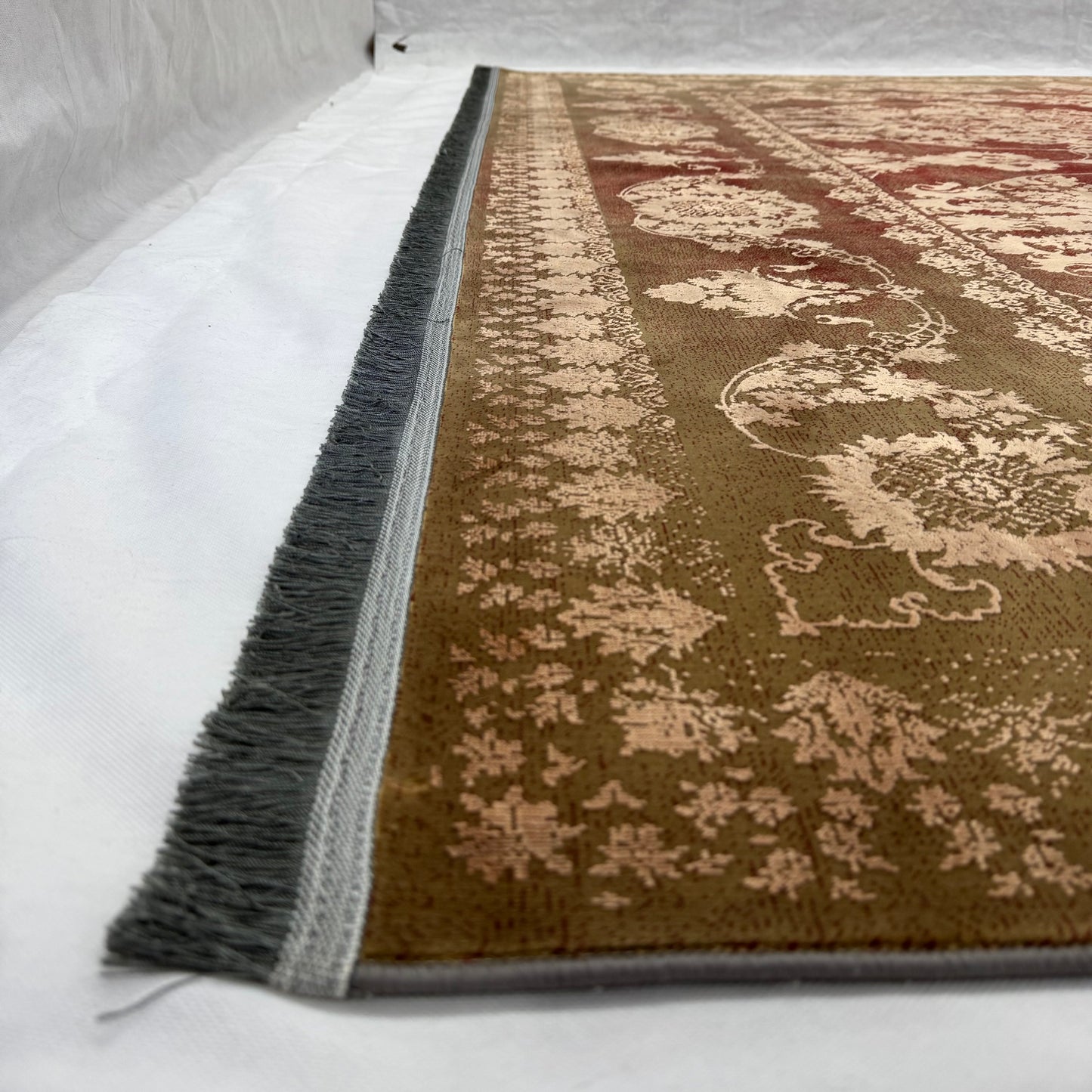 Elegant Persian Rug 8 ft x 11 ft | Beheshti Tabriz 1200 Reeds | Silk & Cotton in Regal Burgundy