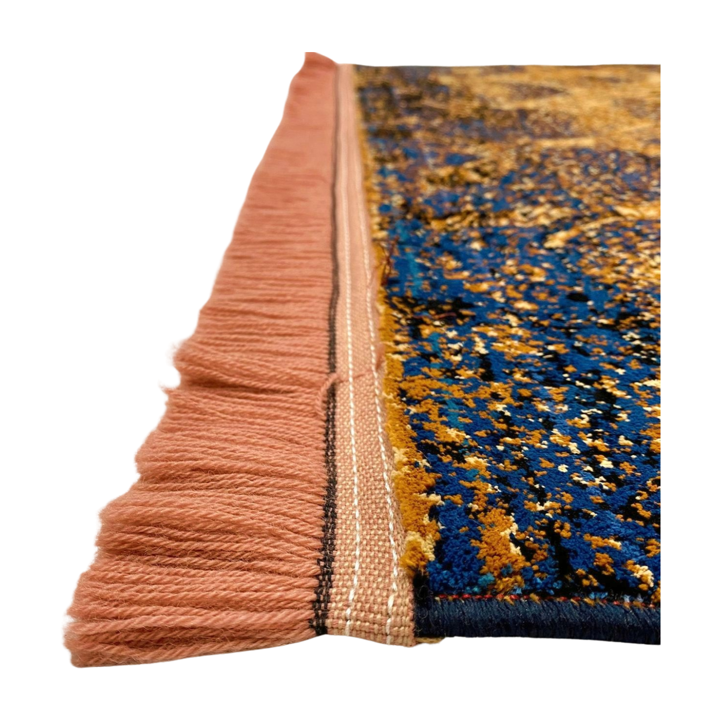 Enhance Your Décor with Persian Baluchi 8 Area Rug - 3 ft x 5 ft - Blue and Bronze Tones - Luxurious Machine-Made Elegance