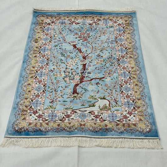 Persian Silk Floral Tree Rug 2.5 ft x 4 ft | Pure Silk Abresham 1600 Reed