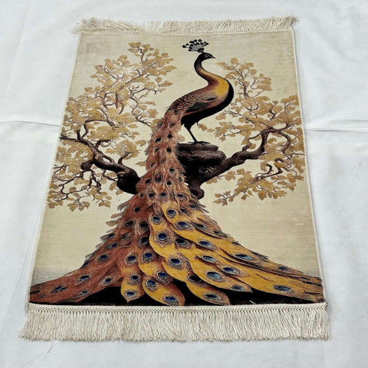 Persian Silk Peacock Rug 2 ft x 3 ft | Pure Silk Abresham | 1600 Reed