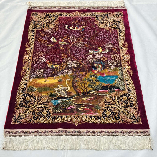 Persian Silk Bird of Paradise Rug 2.5 ft x 4 ft | 1600 Reeds Iranian