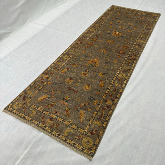 Luxurious Chobi Handmade Runner Rug - 3 ft x 9.5 ft - Exquisite Wool Material and Intricate Floral Design