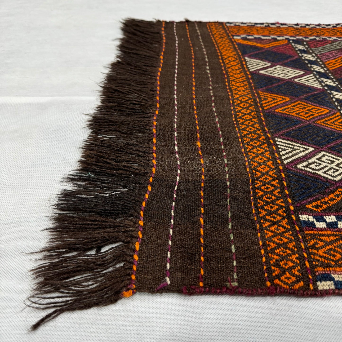 Handmade Afghani Kilim Runner Rug - 2.5 ft x 9 ft - Vibrant Geometric Design