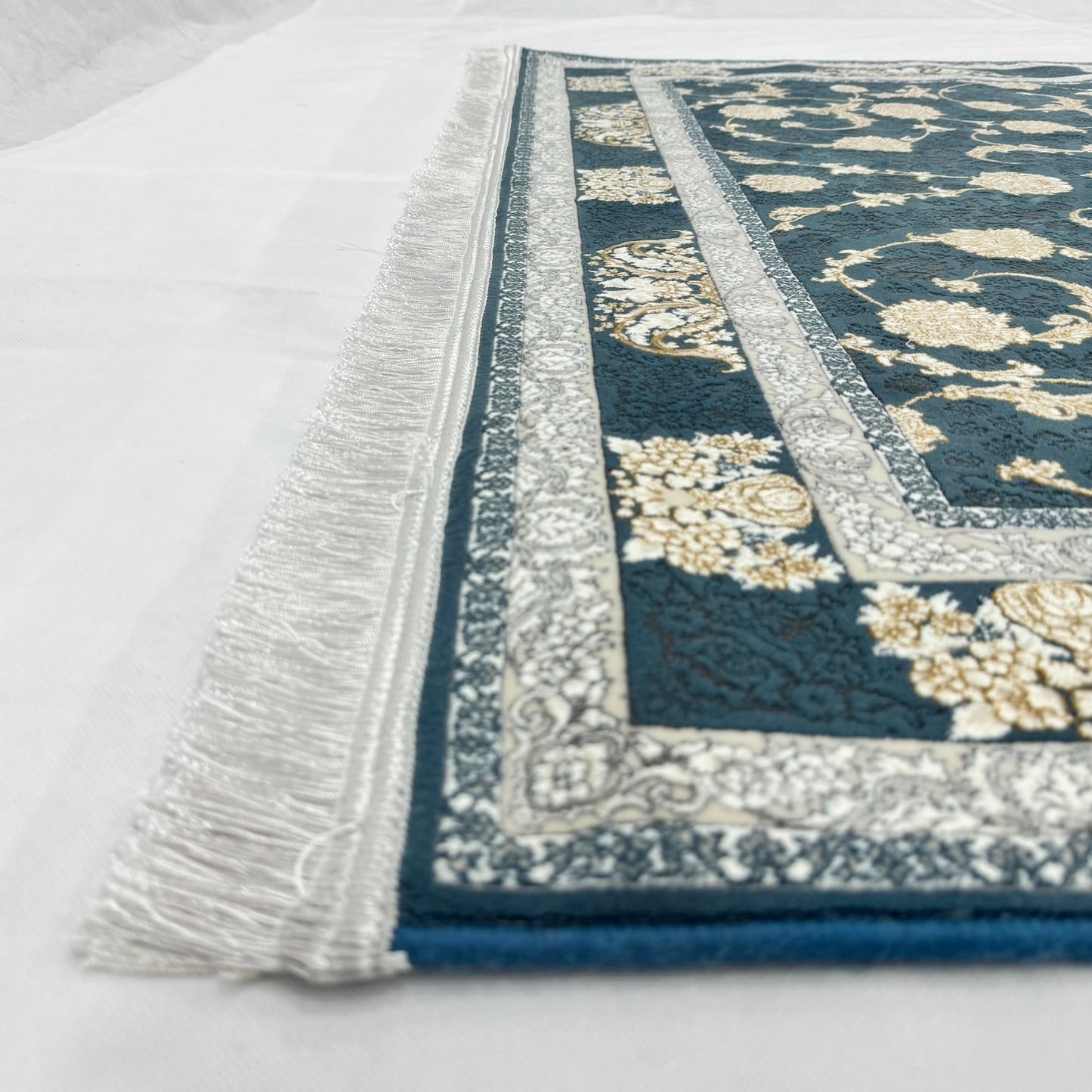 Luxurious Persian Rug 5ft x 8ft - Farsh Nagin Chaman Design in Navy & Gold - 1200 Reeds Acrylic Rug