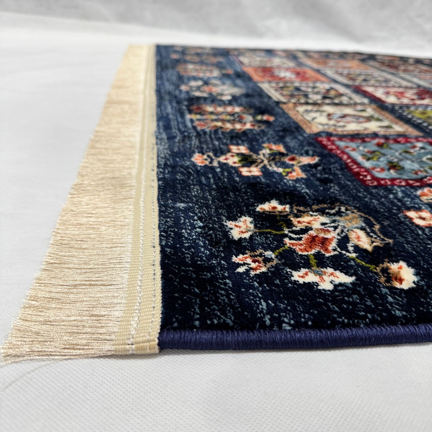 Turkish Rug - Ottoman Mosaic Collection - Navy Multicolor Tribal Squares