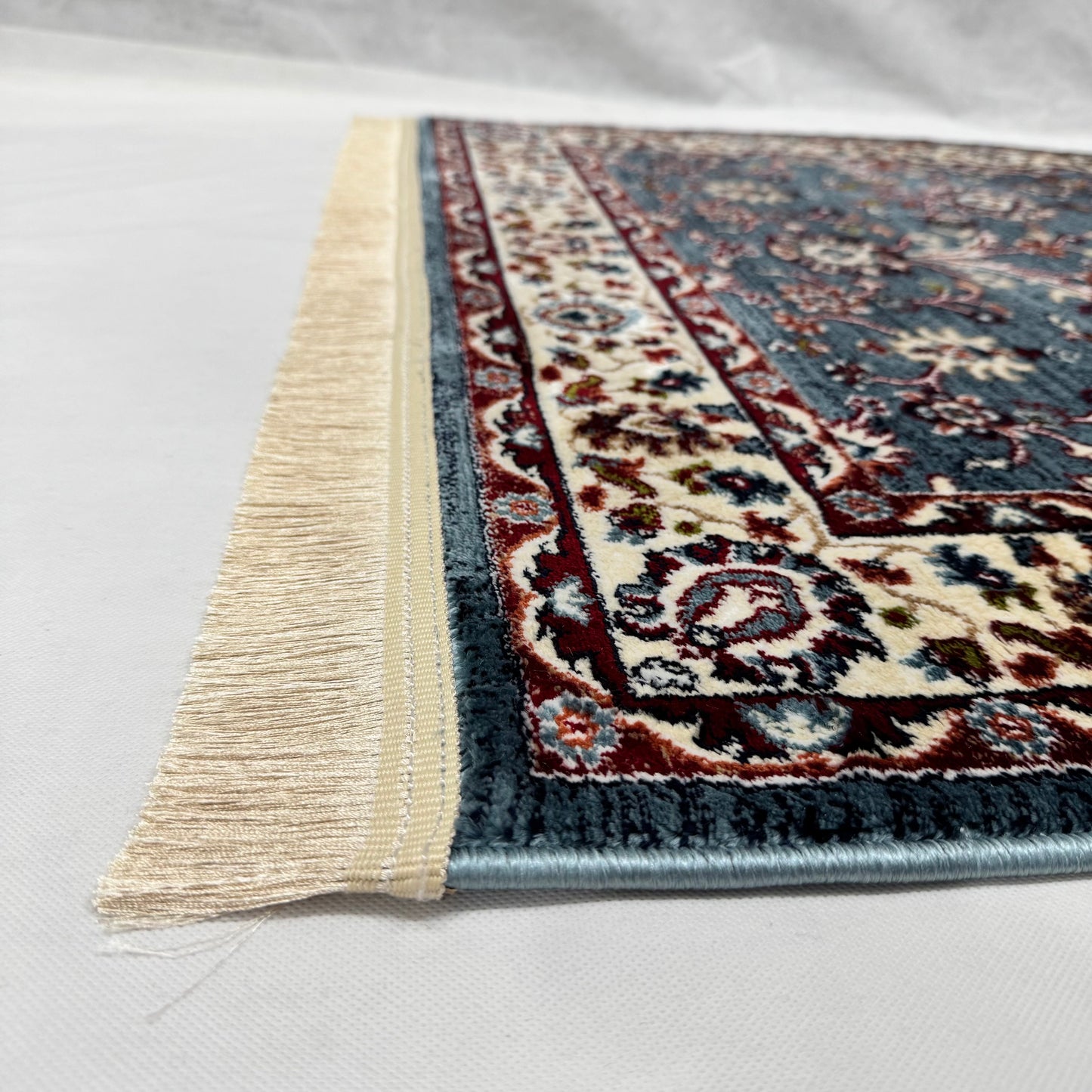 Turkish Rug - Azure Bloom Collection - Blue Floral Elegance