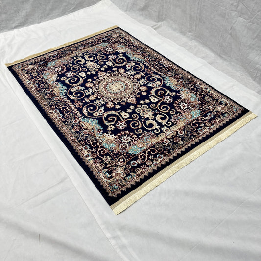 Turkish Rug – Midnight Royale Collection – Navy Blue Luxury Medallion