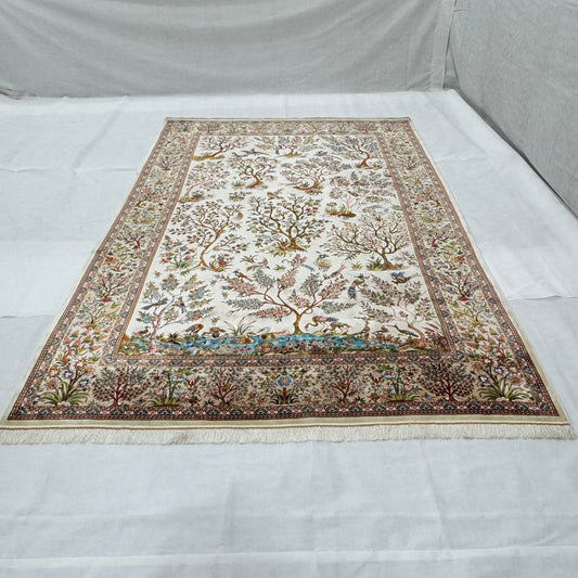 Persian Tree of Life Silk Rug 7 ft x 10 ft | Pure Silk Abresham 1600 Reed