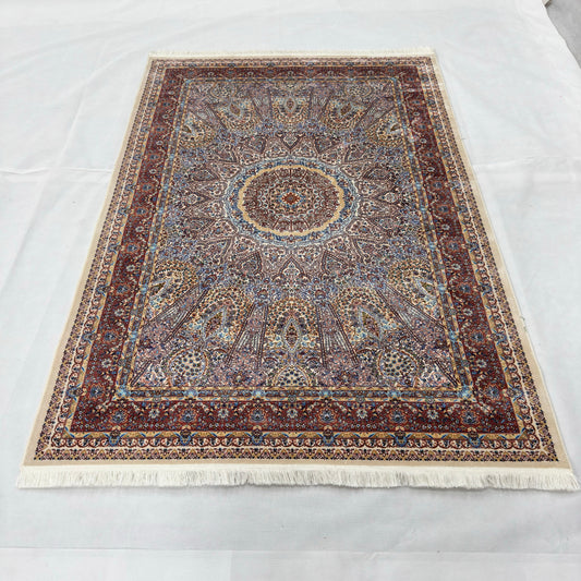 Persian Silk Abresham Rug 4 ft x 6 ft | 1600 Reed Machine-Made Iran