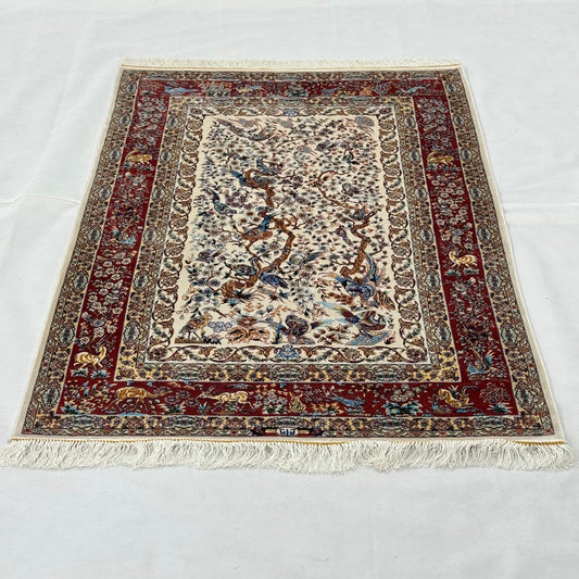 Persian Silk Birds & Flowers Rug 3 ft x 5 ft | 1600 Reeds
