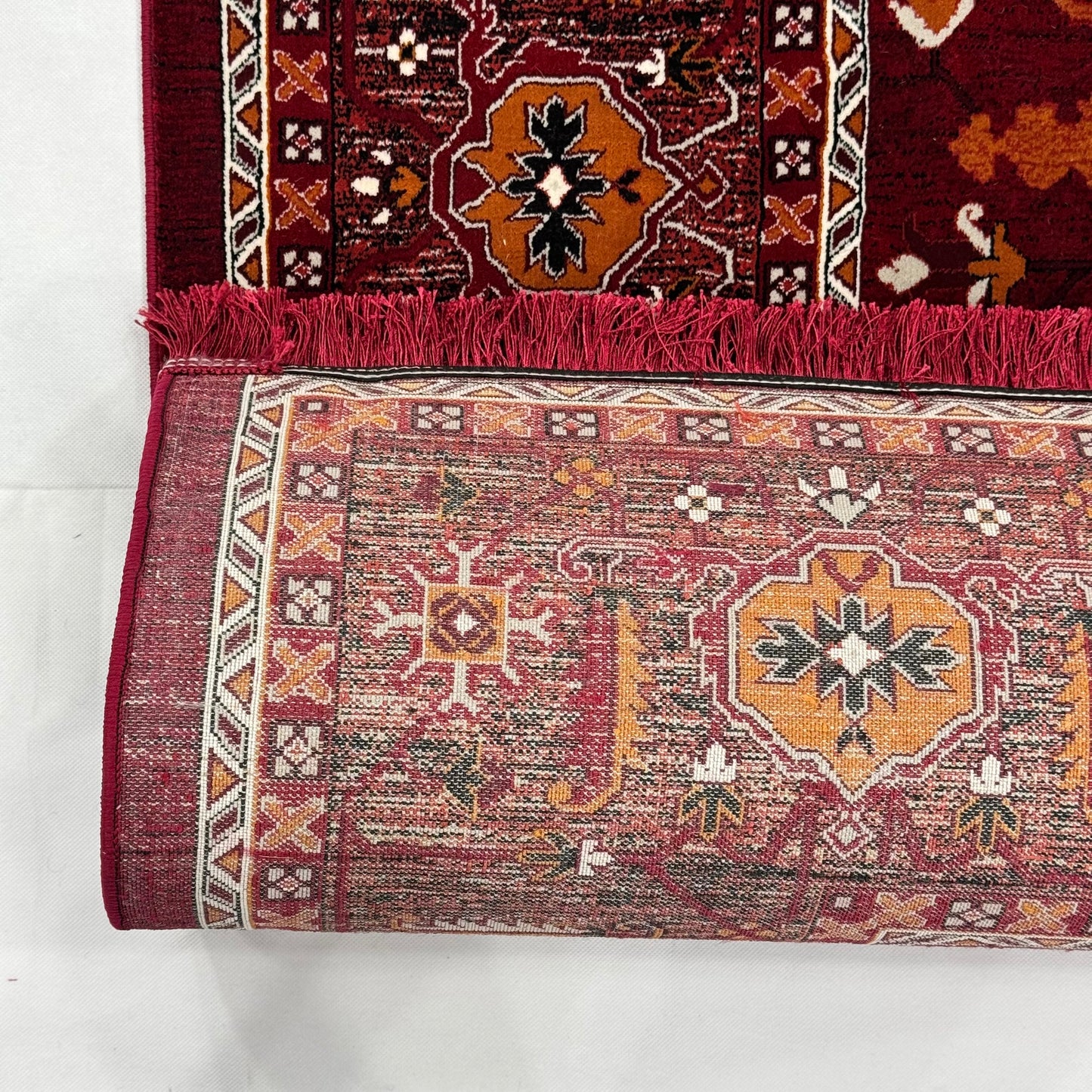 7 ft x 10 ft Red Persian 700 Reed Acrylic Rug, Heriz Geometric Carpet