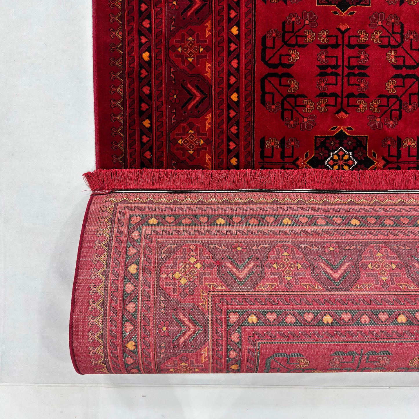 7 ft x 10 ft Red Persian 700 Reed Acrylic Rug, Tribal Geometric Carpet