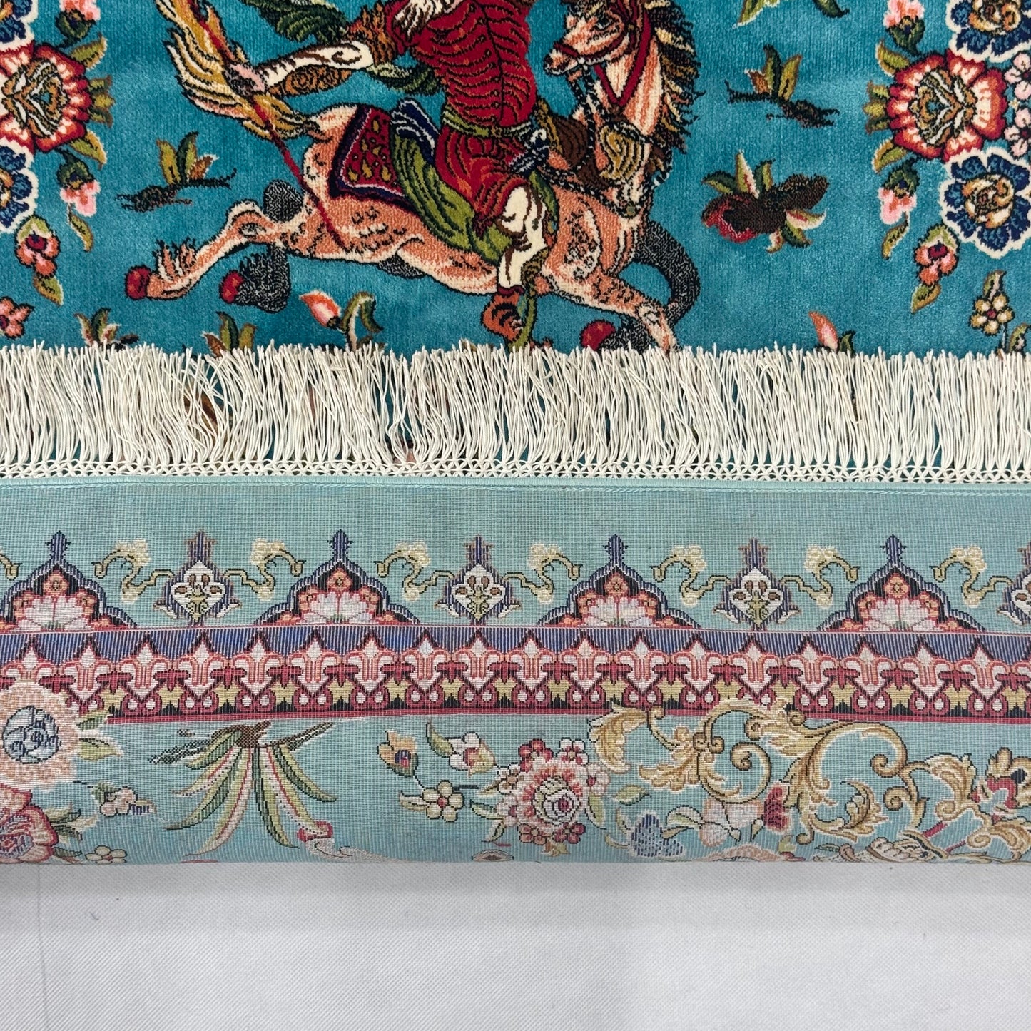Persian Silk Hunting Scene Rug 2.5 ft x 4 ft | 1600 Reed Abresham