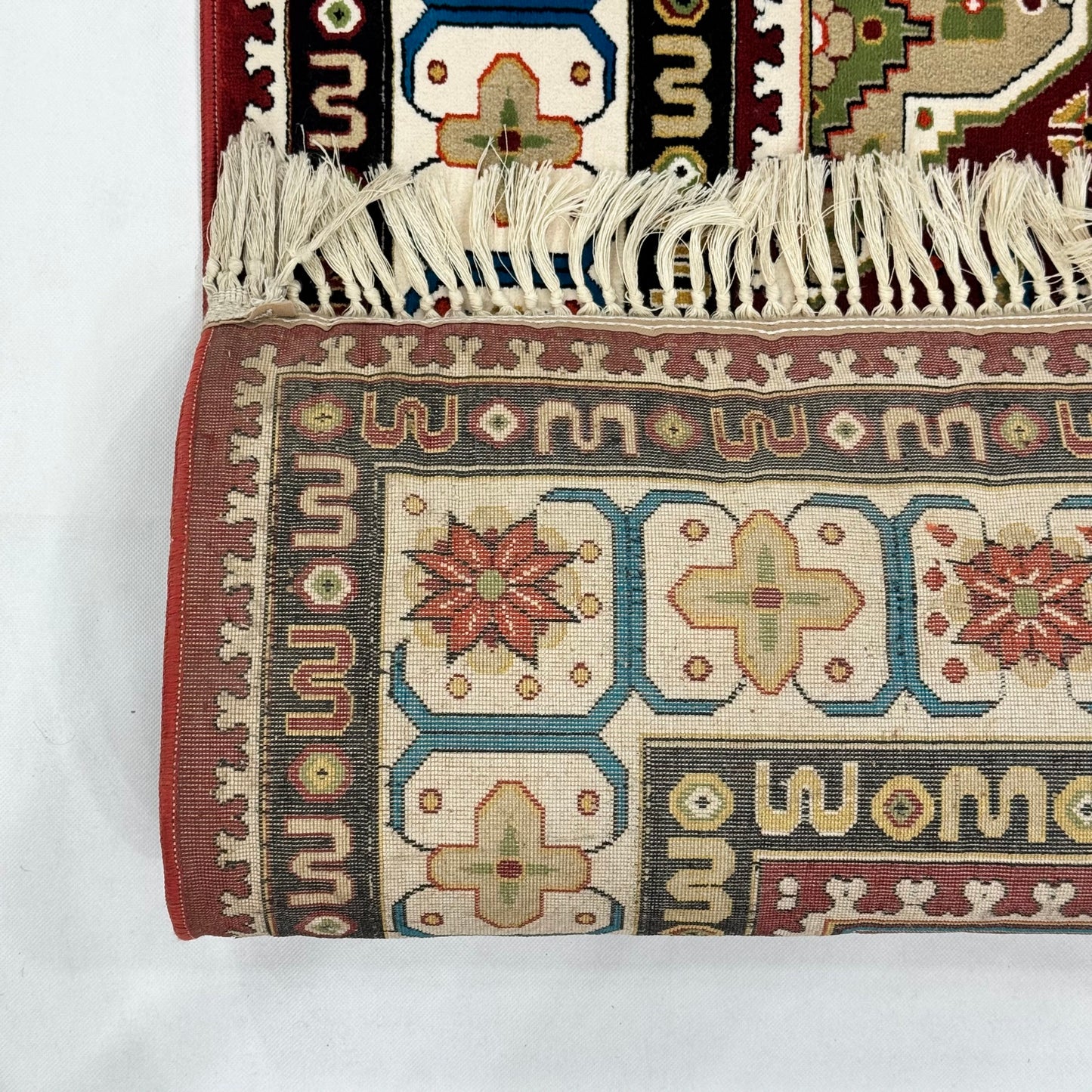 7 ft x 10 ft Red Persian 1200 Reed Acrylic Rug, Qashqai Geometric Carpet