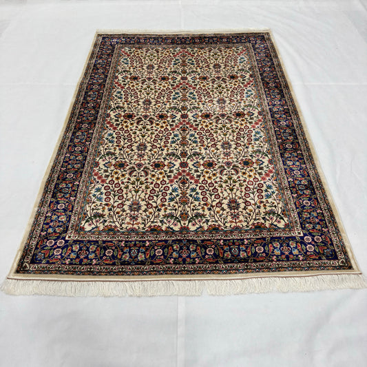 Persian Silk Floral Garden 5 ft x 8 ft | 1600 Reed Pure Silk Abresham Rug