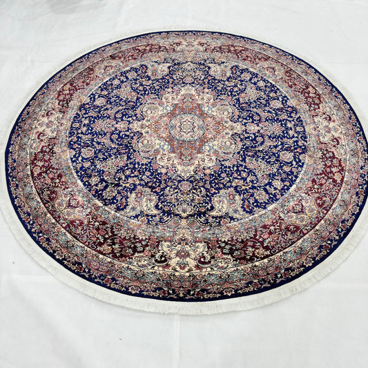 Persian Silk Round Rug 6.5 ft x 6.5 ft | Isfahan Medallion 1600 Reed