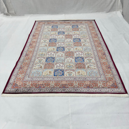 Persian Garden Silk Rug 7 ft x 10 ft | 1600 Reed Pure Silk Abresham