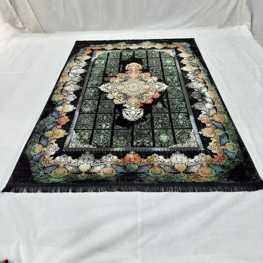 7 ft x 10 ft Black Persian 1200 Reed Acrylic Rug, Bakhtiari Garden Carpet