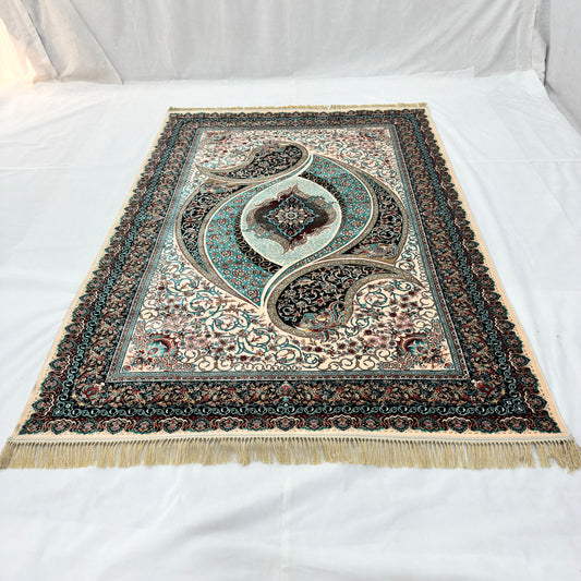 7 ft x 10 ft Teal Persian 1200 Reed Acrylic Rug, Boteh Paisley Carpet